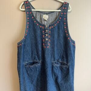 Vintage Plus Size Dress Embroidered Denim